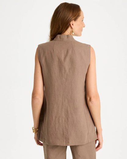 Chico's | Long Linen Sleeveless Vest/ Topaz Smoke