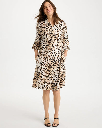 Chico's | Ponte Knit Flounce Sleeve Dress/ Chocolate Fondant
