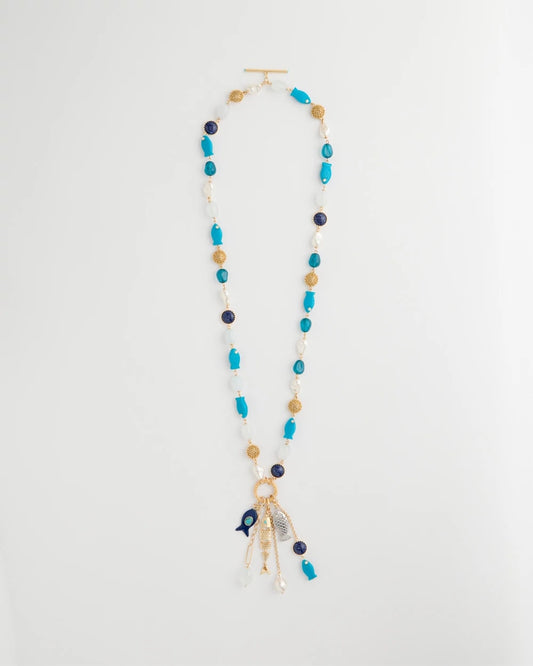 Chico's | Convertible Turquoise Fish Charm Necklace/ Blue Multi