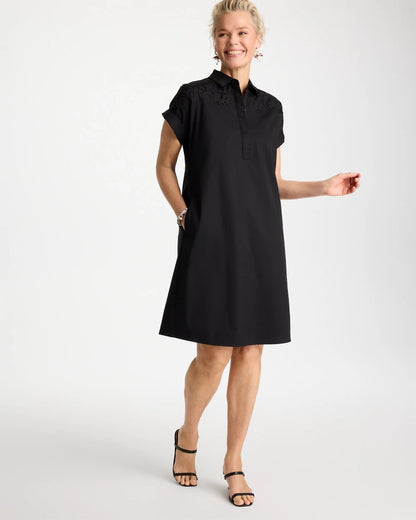 Chico's | Popover Embroidered Poplin Dress/ Black