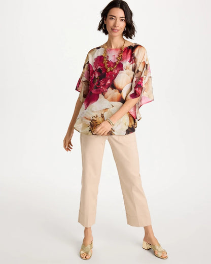 Chico's | Boatneck Printed Poncho/ Ecru