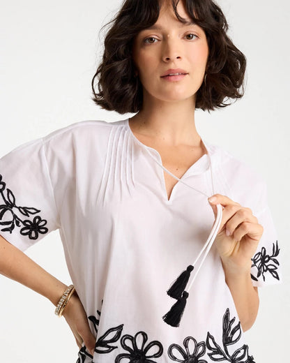 Chico's | Cotton Voile Applique Blouse/ Alabaster