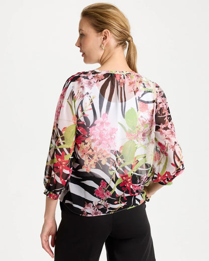 Chico's | Georgette Lightweight Printed Blouse/ Cherry Lush