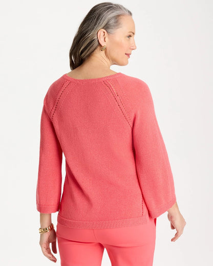 Chico's | Cotton-Blend Pullover Sweater/ Calypso Coral