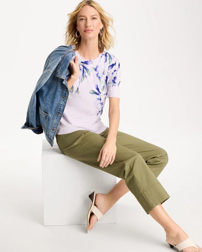 Chico's | Ella Short-Sleeve Orchid Sweater/ Orchid Mist