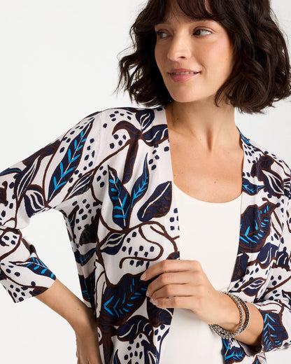 Chico's | Printed Summer Romance Cardigan/ Deep Brown