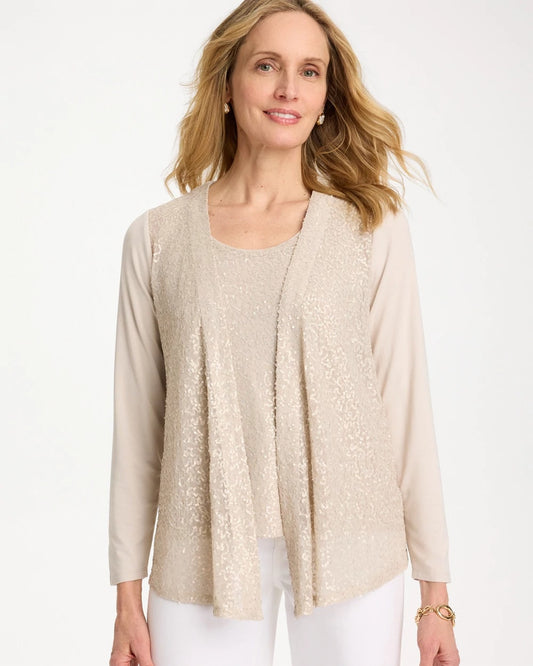 Chico's | Knit Sequin Cardigan/ Smokey Taupe