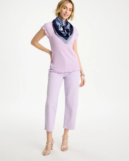 Chico's | Textured Knit Lettuce Raglan Tee/ Orchid Mist
