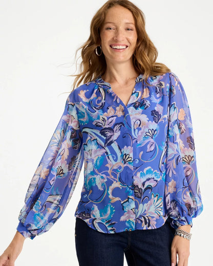 Chico's | Georgette Paisley Blouse/ Amparo Blue