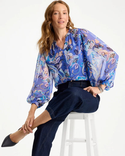 Chico's | Georgette Paisley Blouse/ Amparo Blue