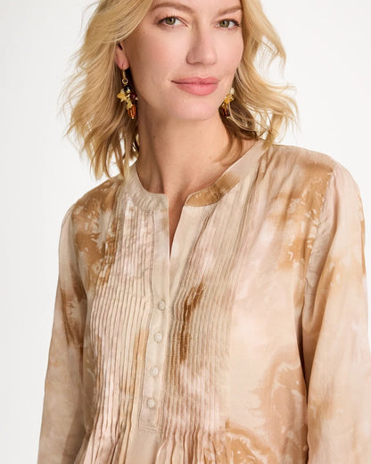 Chico's | Cotton-Blend Pintuck Tunic/ Sandstone