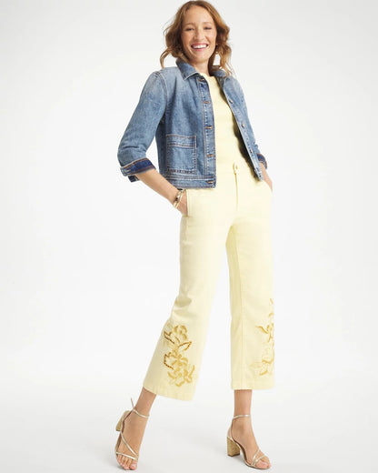 Chico's | Trouser Cutwork Crop Jeans/ Golden Haze