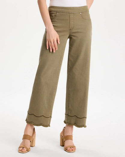 Chico's | Scallop Pull-On Wide-Leg Crop Jeans/ Lichen