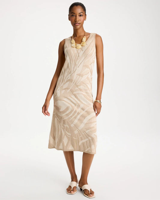 Chico's | Knit Printed Sweater Dress/ Gold