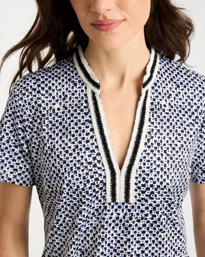 Chico's | Zenergy® UPF Crochet Contrast Trim Dress/ Blue Muse
