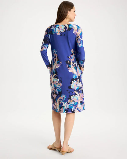 Chico's | Jersey Knit Baroque Shift Dress/ Amparo Blue