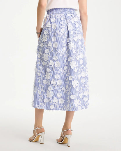 Chico's | Cotton Embroidered Floral Skirt/ Alabaster