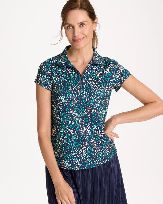Chico's | Zenergy® UPF Dots Half Zip Polo/ Topanga Green