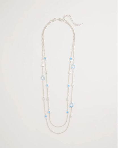 Chico's | Sea Glass Inspired Charm Necklace/ Blue