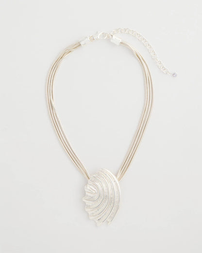 Chico's | Silvertone Shell Pendant/ Silver