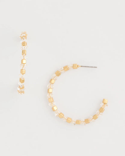Chico's | Sea Foam Hoop Earrings/ White/Gold