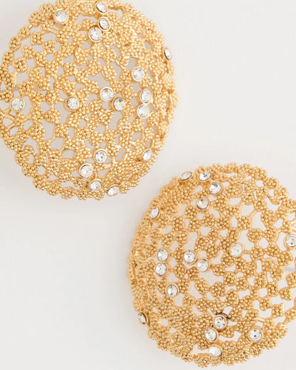 Chico's | Sea Foam Medallion Stud Earrings/ Gold
