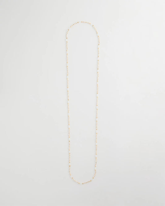 Chico's | Sea Foam Long Single-Strand Necklace/ White/Gold
