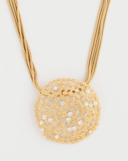 Chico's | Sea Foam Medallion Pendant Necklace/ Gold
