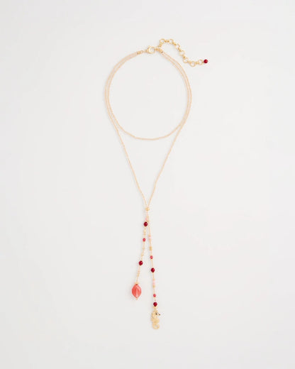 Chico's | Coral Genuine Stone Y-Pendant Necklace/ Coral