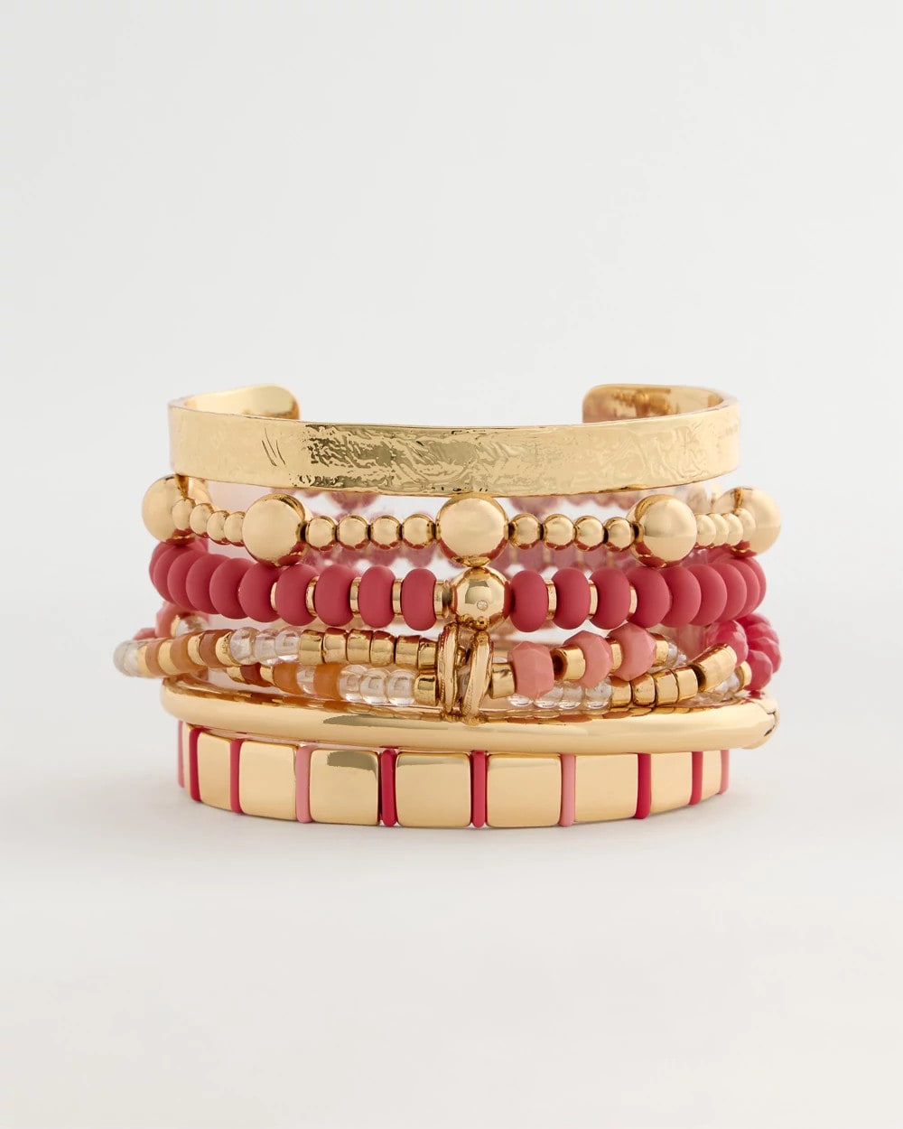 Chico's | Aventurine Jade Stone Stretch Bracelet/ Coral