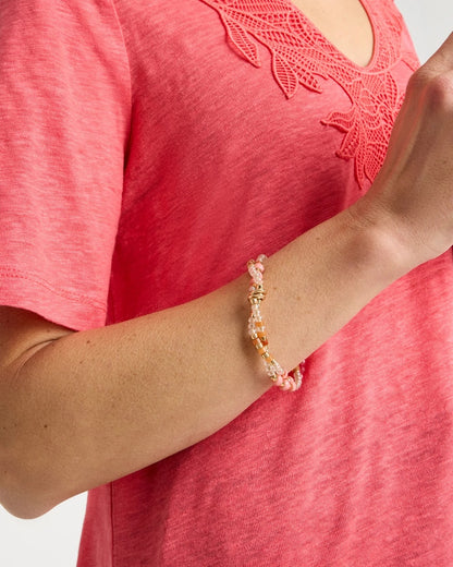 Chico's | Aventurine Jade Stone Stretch Bracelet/ Coral