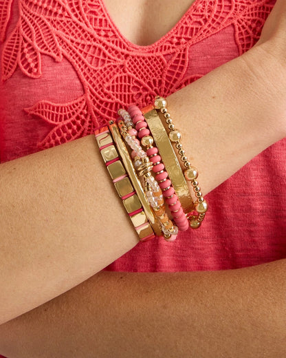 Chico's | Aventurine Jade Stone Stretch Bracelet/ Coral