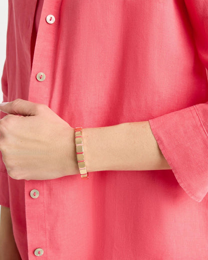 Chico's | Glam Goldtone Slice Stretch Bracelet/ Coral