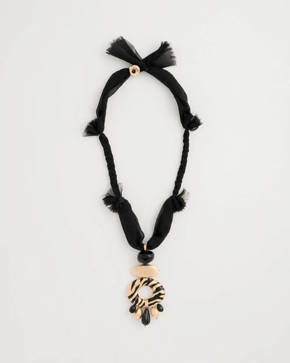 Chico's | Tiger Pendant Necklace/ Black/Gold