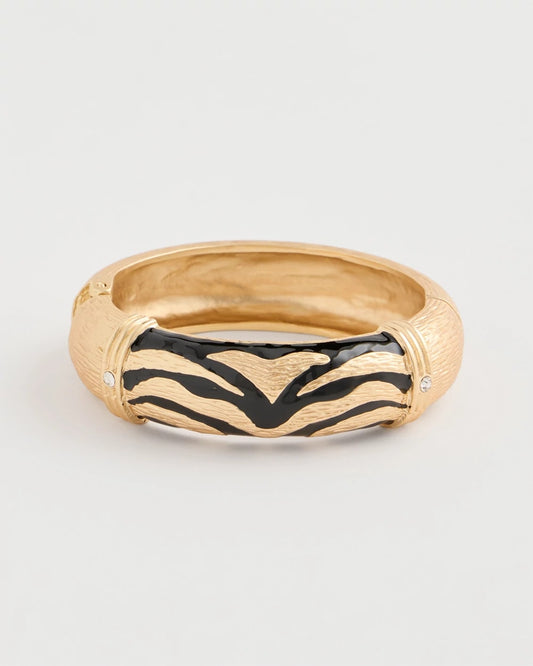 Chico's | Tiger Hinge Cuff Bracelet/ Black/Gold