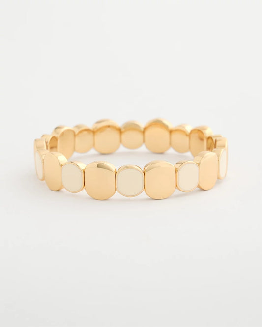 Chico's | White Resin Glam Stretch Bracelet/ White