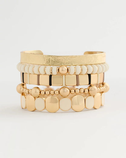 Chico's | White Resin Glam Stretch Bracelet/ White