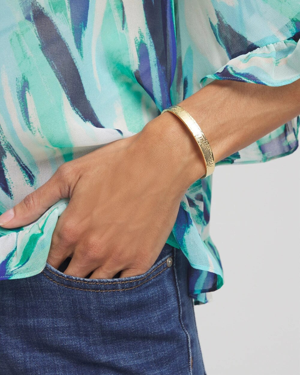 Chico's | Goldtone Flexible Cuff Bracelet/ Gold