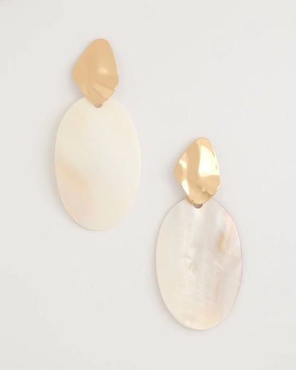 Chico's | Shell Oval Drop Earrings/ Neutral