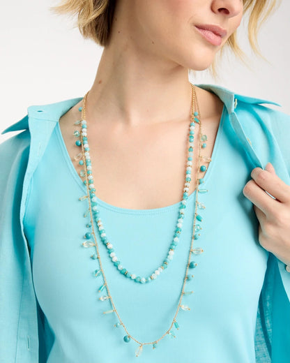 Chico's | Multi-Strand Aqua Layering Necklace/ Aqua