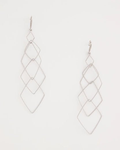 Chico's | Geo Linear Drop Earrings/ Silver