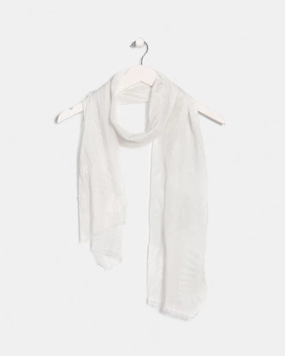 Chico's | Textured Palms Oblong Scarf/ White