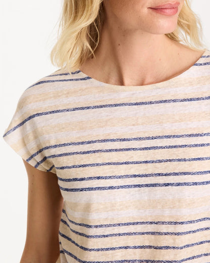 Chico's | Striped Linen Dolman Tee/ Passport Blue