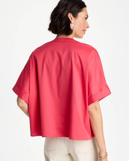 Chico's | Poplin Popover Dolman Top/ Hot Honeysuckle