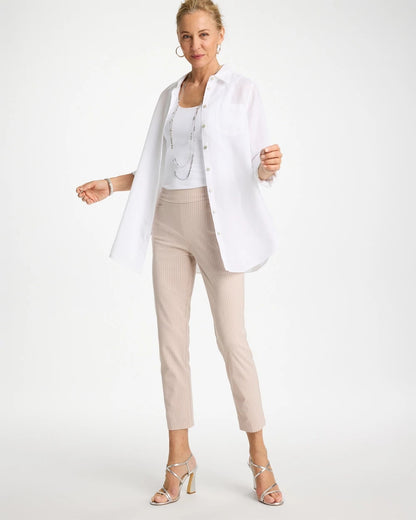 Chico's | Brigitte™ Slim Twill Stripe Neutral Crop/ Neutral
