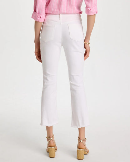 Chico's | Petite No Stain Girlfriend Fray Hem Kick Flares/ Alabaster
