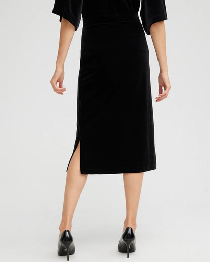 Chico's | Travelers™ Velvet Midi Skirt/ Travelers Black