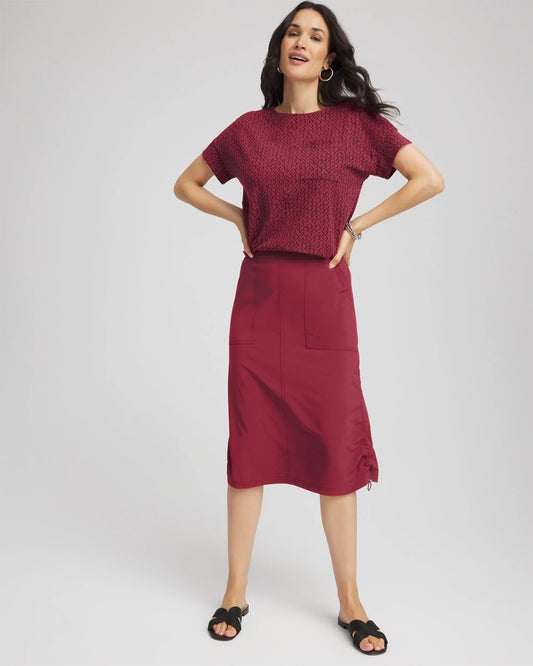 Chico's | Zenergy® UPF Bungee-Hem Pull-On Skirt/ Russet Red