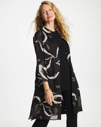 Chico's | Travelers™ Collection Burnout Peace Lily Topper/ Travelers Black