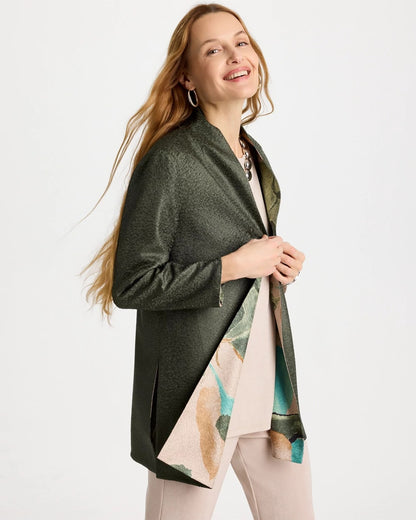 Chico's | Travelers™ Soft Bloom Reversible Crushed Jacket/ Kelp Forest